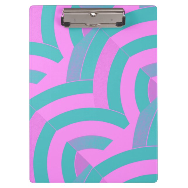schicke, moderne, rosa/grüne Chevrons Klemmbrett (Vorderseite)