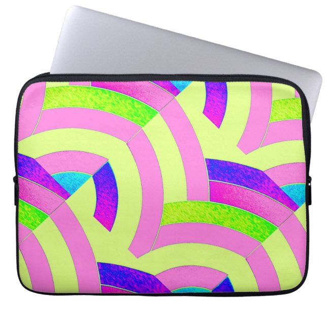 schicke, moderne, rosa/grüne Chevrons Laptopschutzhülle (Vorderseite)