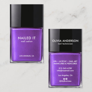Schicke moderne violette Nagellackflasche Nagelsal Visitenkarte