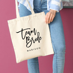 Schicke modische Bürsten-Schwarz-Skript-Team-Braut Tragetasche