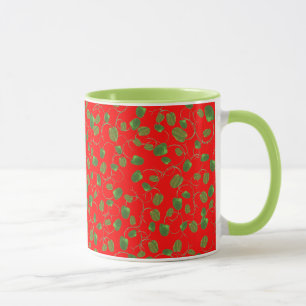 Schicke Mohnknospen auf rotem Ringer-Kaffeebecher Tasse