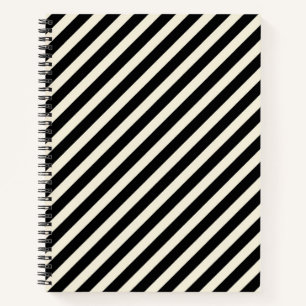 Schicke monochrome Schwarz-Weiß-Diagonalstreifen Notizbuch