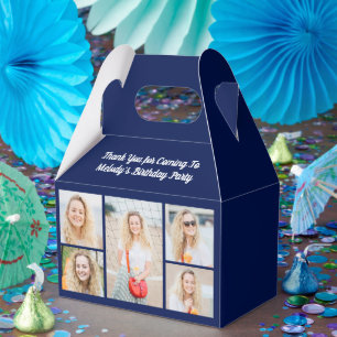 Schicke Navy-Blau-Geburtstags-Foto-Collage-Party Geschenkschachtel