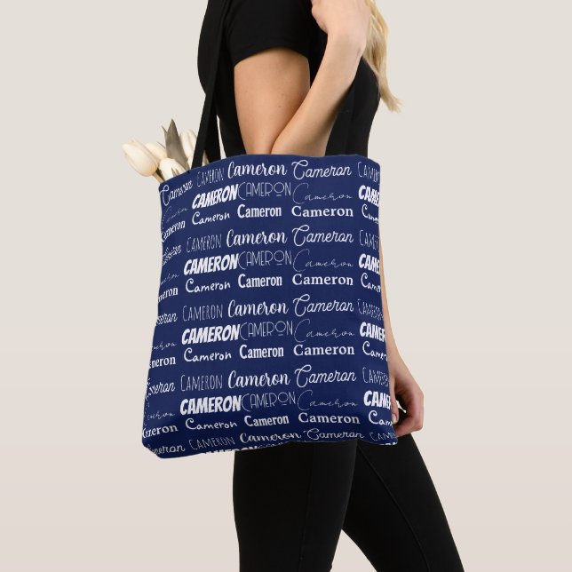 Schicke Navy-Blau-Personalisierte Namenscollage (Von Nahem)