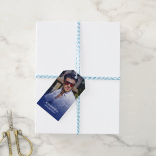 Schicke Navy-Gradient-Foto-Geburtstags-Dankeschön Geschenkanhänger