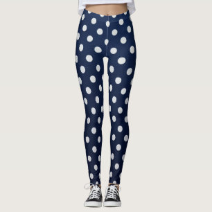 Schicke Navy & Weiße Zeitlose Polka Punkte Leggings