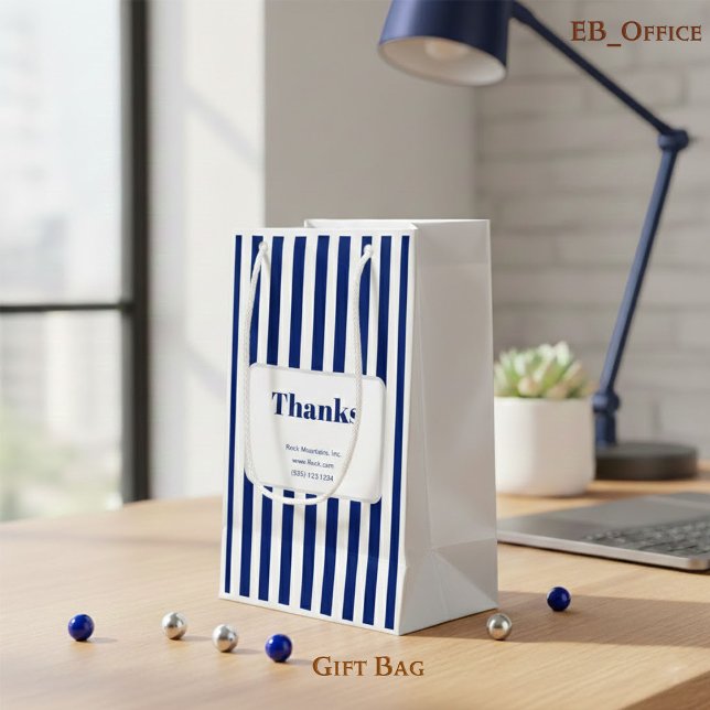 Schicke navyblaue vertikale Streifen Geschäftsklei Kleine Geschenktüte (Von Creator hochgeladen)