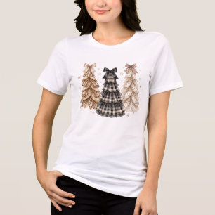 Schicke neutrale Weihnachtsbäume Schleifen Holiday Tri-Blend Shirt