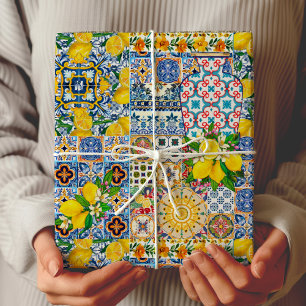 Schicke orange mediterrane Fliesenvase Geschenkpapier