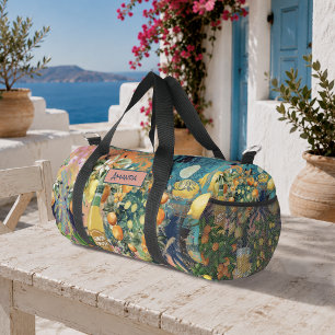 Schicke orange sizilianische Zitrus-Blumen-Fliesen Duffle Bag