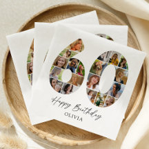 Schicke Papiertücher zum 60. Geburtstag mit Fotoco