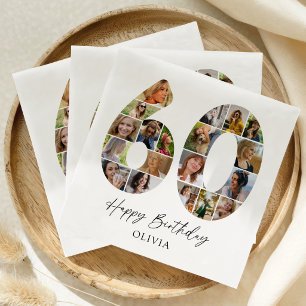 Schicke Papiertücher zum 60. Geburtstag mit Fotoco Serviette