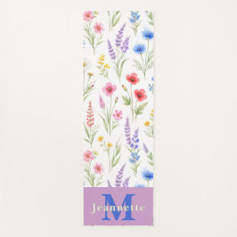 Schicke Pastell-Lavendel-Blau-Lachs-Rosa Wildblume Yogamatte