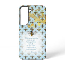 Schicke Pastellblaue Goldene Bienen-Matrix-Bibel-K