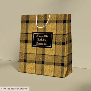 Schicke personalisierte schwarze Gold Minimalist G Mittlere Geschenktüte