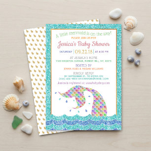Schicke Regenbogen Glitter Meerjungfrau Baby Showe Einladung