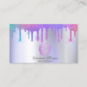 Schicke Regenbogen-Tropfen-Cupcake-Bäckerei Violet Visitenkarte