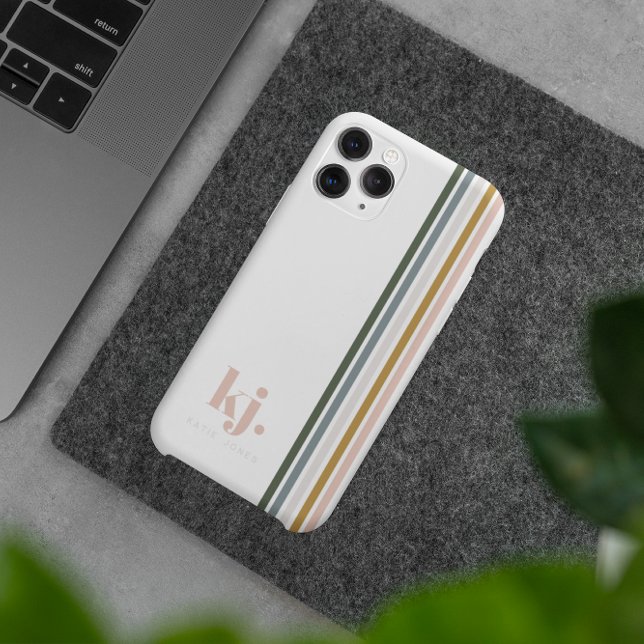 Schicke Retro-Streifen Monogramm  iPhone Hülle (Von Creator hochgeladen)