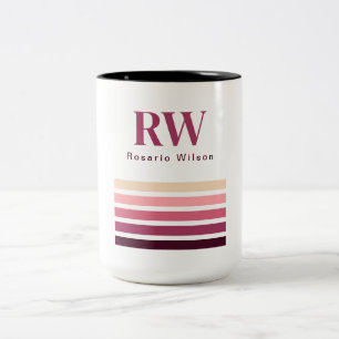 Schicke Retro-Streifen Monogramm Kaffeetasse