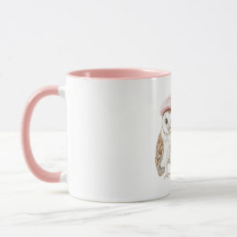 Schicke rosa Barett braun weiße Eule Be Seeing You Tasse