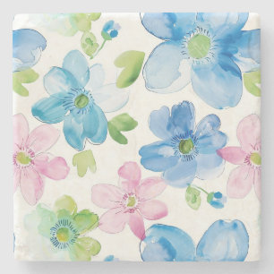 Schicke rosa blaue Blumen Steinuntersetzer