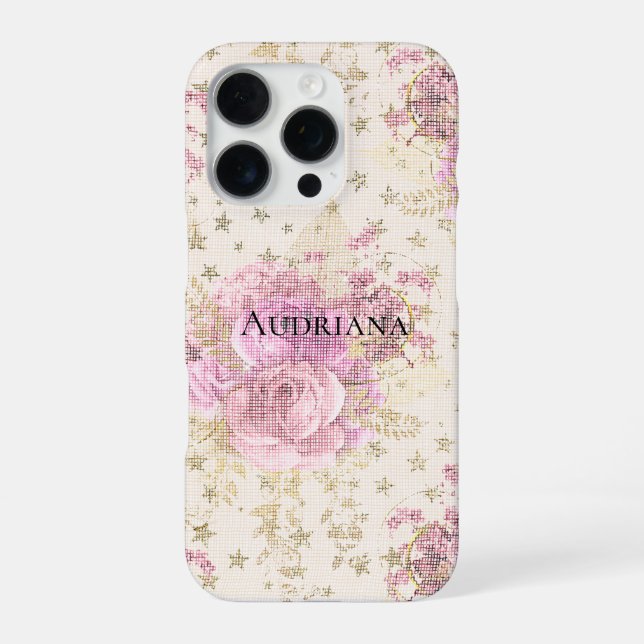 Schicke rosa Blumen iPhone Hülle (Rückseite)