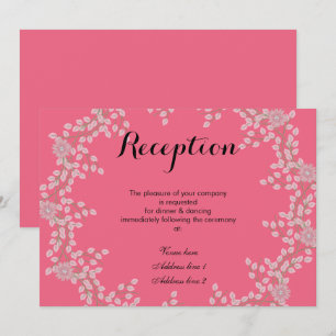Schicke rosa Blumen- und Perlen-Hochzeitsempfang Einladung