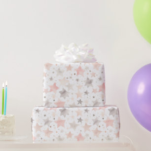 Schicke rosa Errötungs-Sterne Geburtstag Geschenkpapier