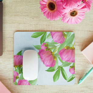 Schicke rosa florale Wasserfarbe einfaches Garteng Mousepad