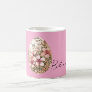Schicke rosa Frühlingsblumen Osterei Kaffeetasse