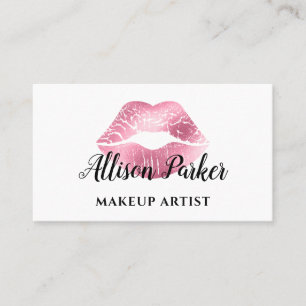 Schicke rosa Glitter-Lippen Makeup-Artist Visitenkarte