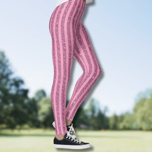 Schicke Rosa Glitter Streifen im vertikalen Stil Leggings