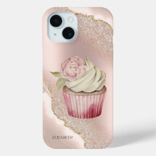 Schicke rosa goldene Glitter-Marmor-Cupcake Case-Mate iPhone Hülle