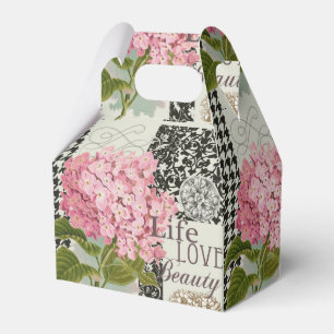 Schicke rosa Hortensien-Collage Vintage-Damaskus-K Geschenkschachtel