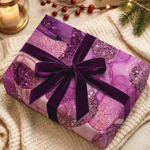 Schicke rosa-lila abstrakte Fluid-Marmor-Optik Geschenkpapier