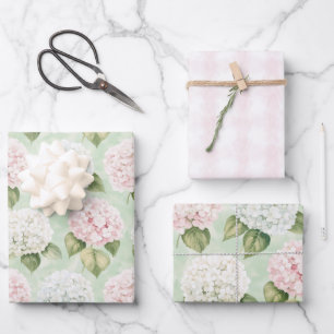 Schicke rosa romantische blaue weiße florale Braut Geschenkpapier Set