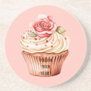 Schicke rosa Rosen-Cupcake Getränkeuntersetzer