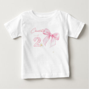 Schicke rosa Schleifenbänder 2 Zwei 2. Geburtstag Baby T-shirt