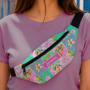 Schicke rosa sizilianische Zitrusfliesen-Kollage-K Bauchtasche