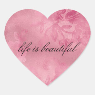 Schicke rosa Spitze Herz-Aufkleber