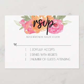Schicke rosa und orange Frühjahrsblumen-RSVP-Karte Einladung