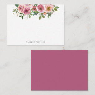 Schicke rosa Wasserfarbe floral klein Mitteilungskarte