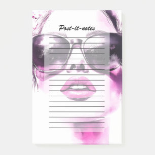 Schicke rosa Wasserfarbe Mode Frau Sonnenbrille Post-it Klebezettel