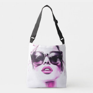 Schicke rosa Wasserfarbe Mode Frau Sonnenbrille Tragetaschen Mit Langen Trägern