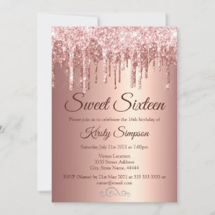 Schicke Rose Gold Glitter Funkeln Sweet Sixteen Einladung