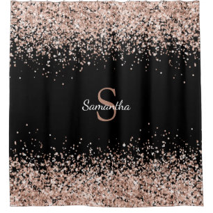 Schicke Rose Gold Glitter Konfetti Monogramm Schwa Duschvorhang