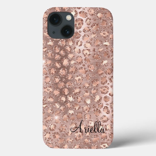 Schicke Rose Gold Glitter Leopard Case-Mate iPhone Hülle (Rückseite)