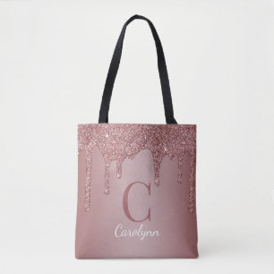 Schicke Rose Gold Glittertropfen Monogramm