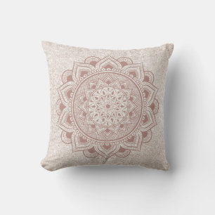 Schicke Rose Gold Om Mandala Yoga Glitter Moderne Kissen