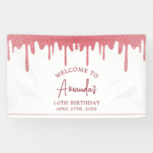 Schicke Rose Gold Tropf Glitter Sweet 16 Geburtsta Banner